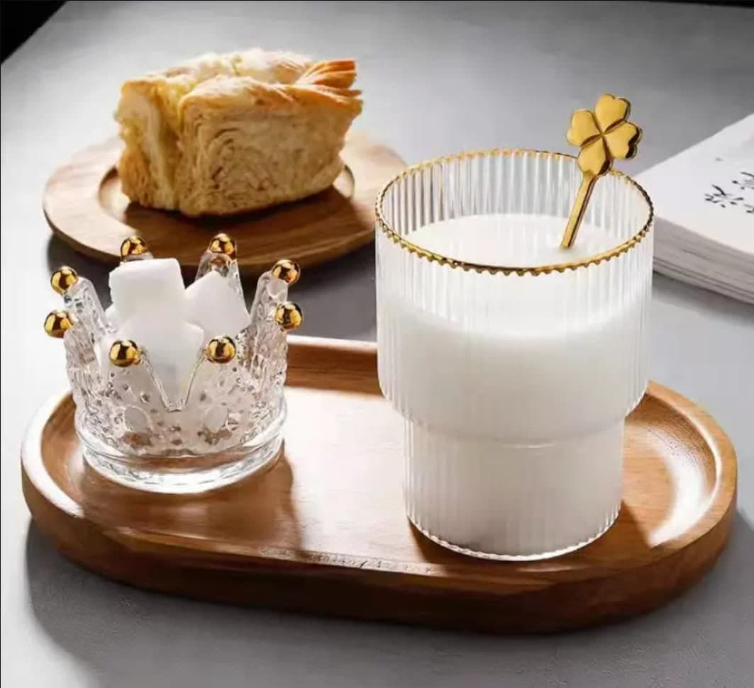 كؤوس زجاج سفيفة ذهبية 6 قطع