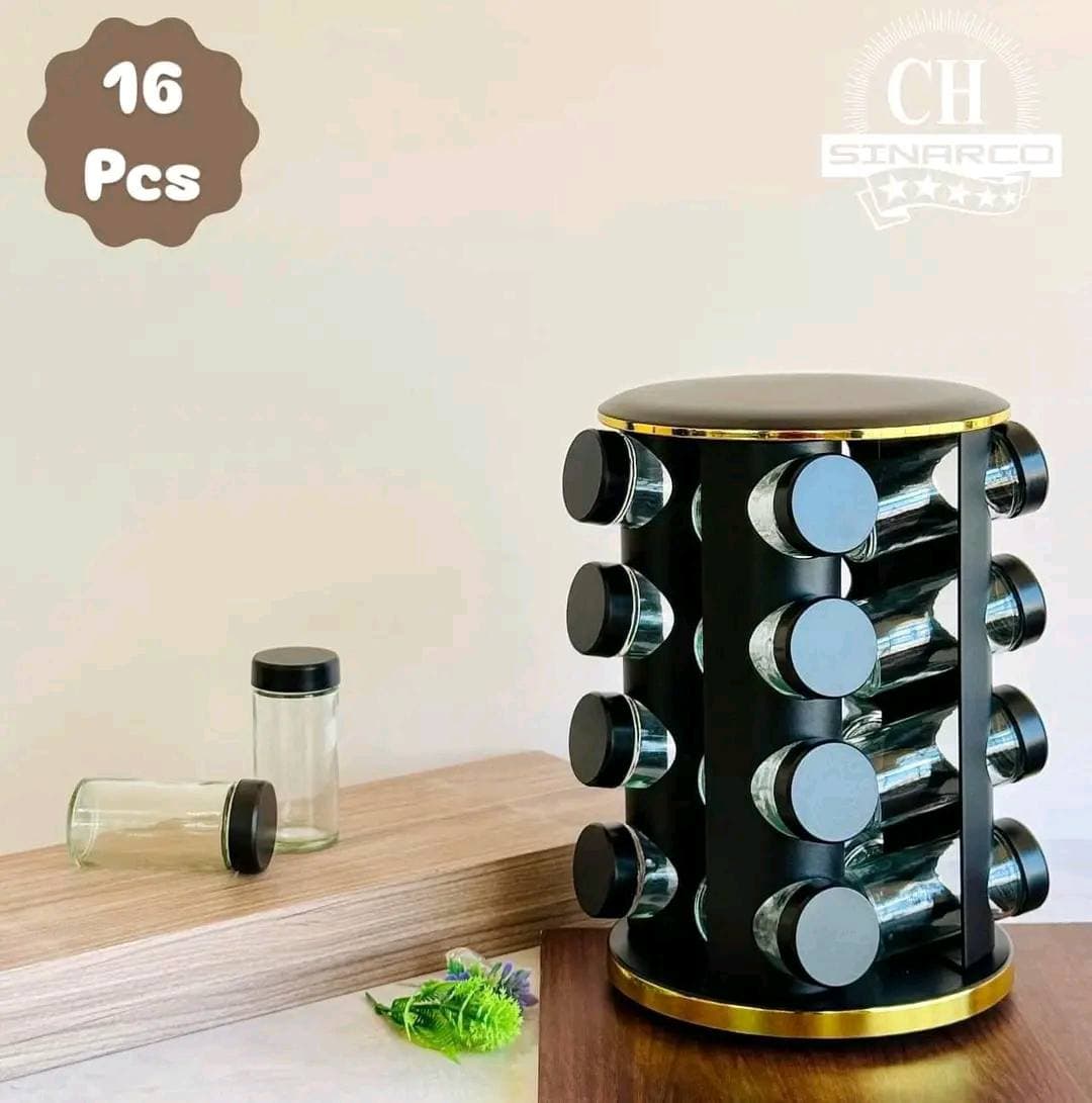 حامل توابل قابل لدوران 16 قطعة