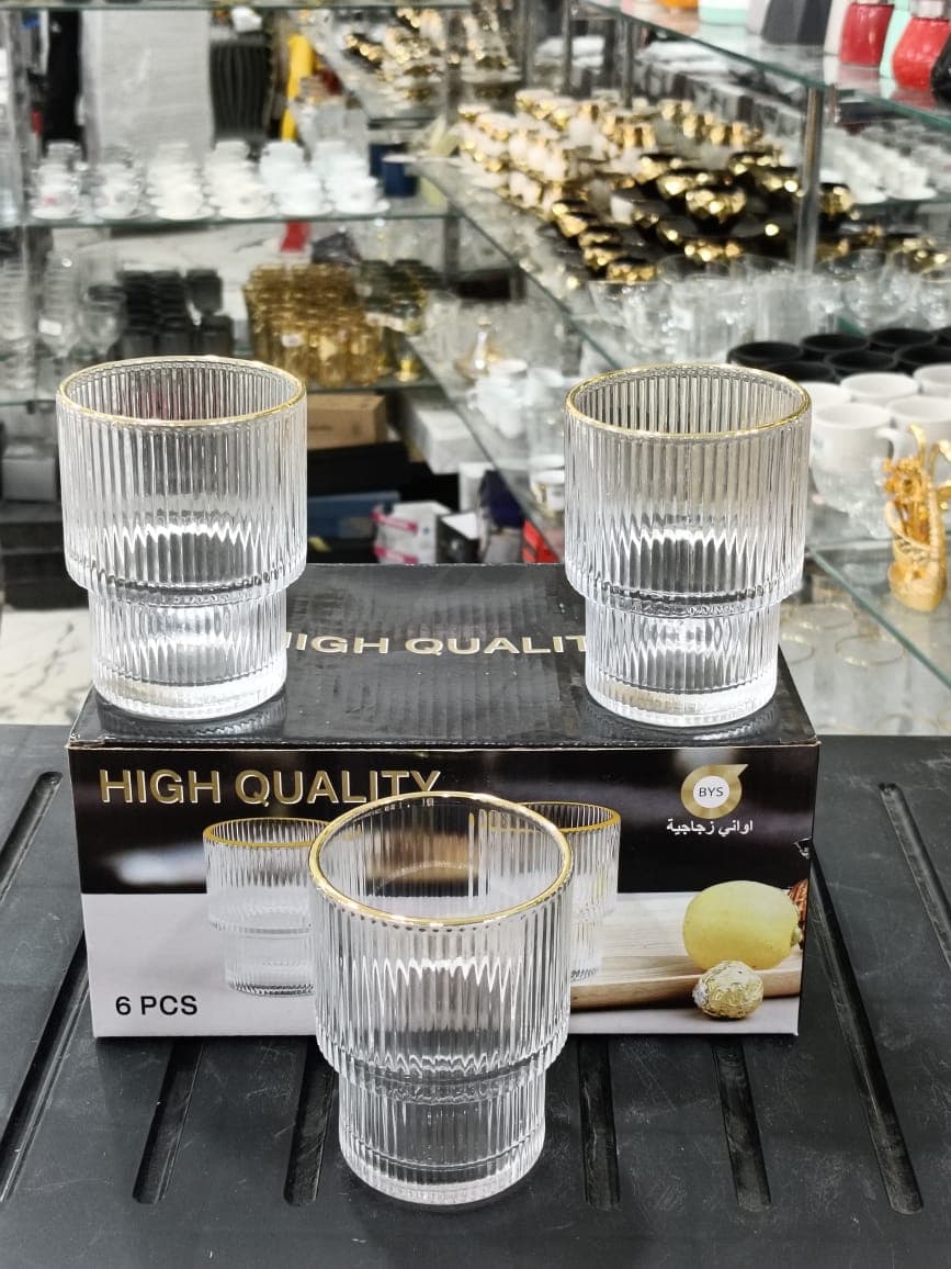 كاس زجاج 6 قطع سفيفة دوري